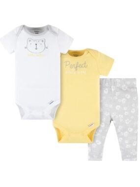 Gerber 3Pc Baby Short Sleeve Onesies and Pants Outfit
